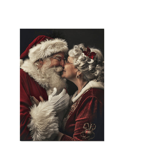 1 Framed Wooden Canvas Painting, Santa Claus Hugging Mrs. Claus Canvas Wall Art, Suitable For Christmas, Halloween, Birthdays, Bachelorette Parties, And Anniversary Home Decoration