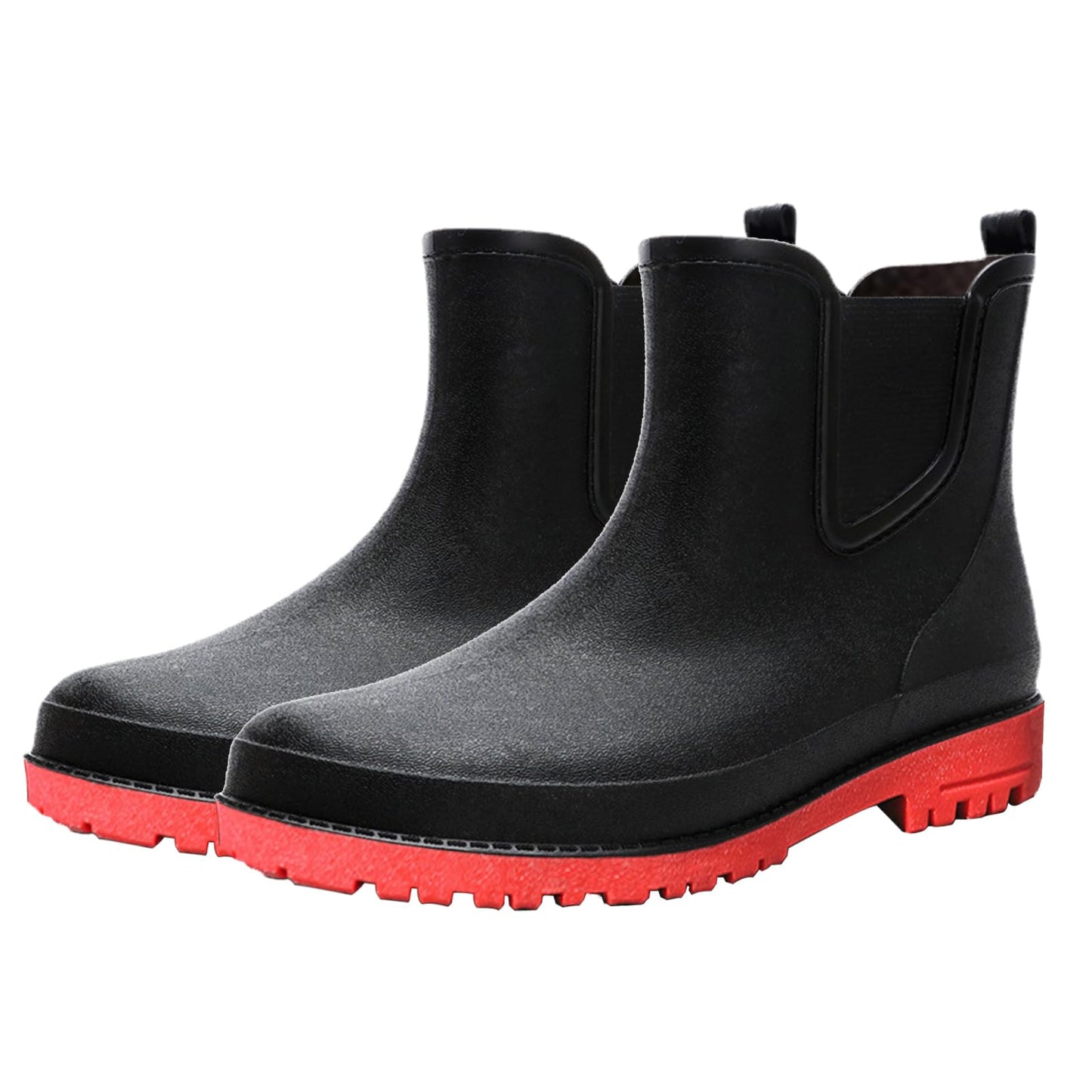 pfoosnd Mens Rain Boots Ankle Rubber Rain Boot Mens Waterproof Ankle Water Boots for Men Waterproof Garden Boots(RedUS 10)