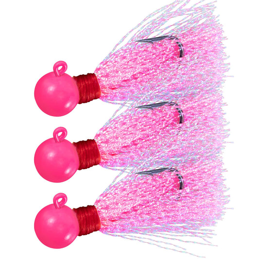 Dr.Fish 10個パック ラウンドボールジグ ソルトウォーター ポンパノ サーフフィッシング ジグヘッド スイムベイト ウォールアイ ストライパー ヒラメ サバ ピンク 1/4oz