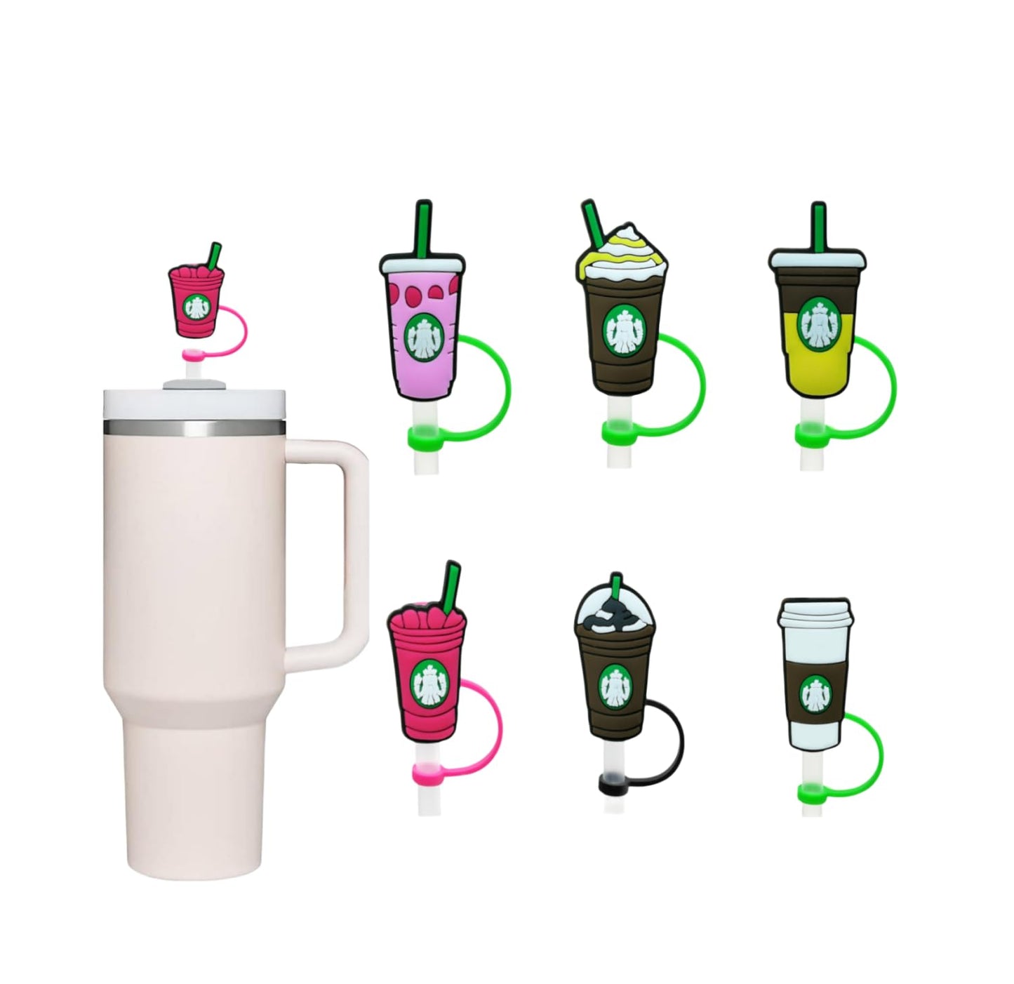 シリコン製スタンリーストローカバー、再利用可能なストロートッパー、ドリンクストローカバー、かわいい猫のストローカバーキャップ、タンブラー用、8mmストローカバーキャップ、スタンリーカップ用。