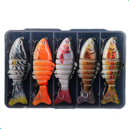 EXAURAFELIS バス釣りルアー 5個セット 7連結ジョイント スイムベイト バス トラウト パーチ用 スローシンキング 高リアル度フィッシングルアーキット スイミングルアー 淡水 海水対応
