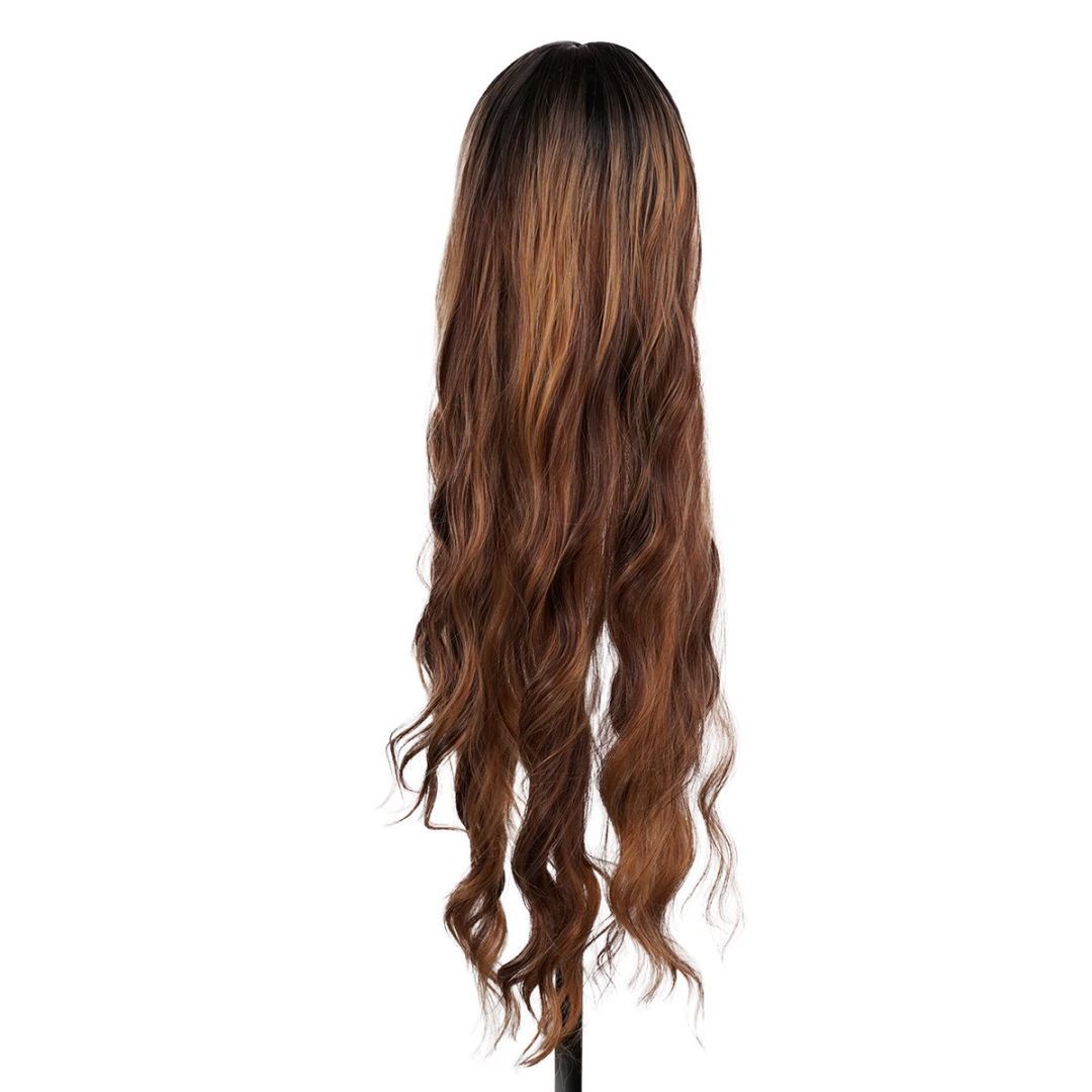 bald beautiful woman long hair hair loss confidence - black Blondie wig
