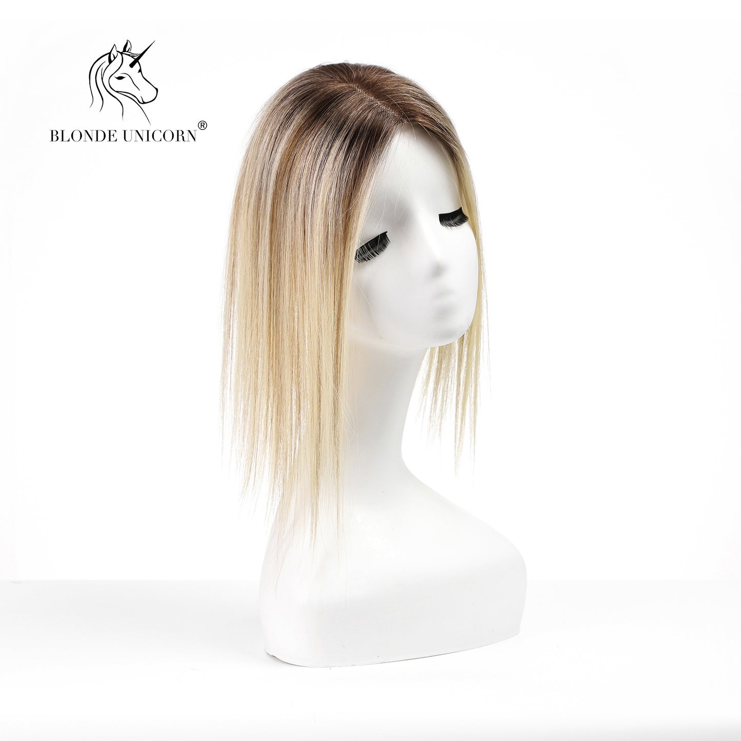 BlondeRooted Bleach Blonde Hand-Tied Real Human Hair Toppers For Women