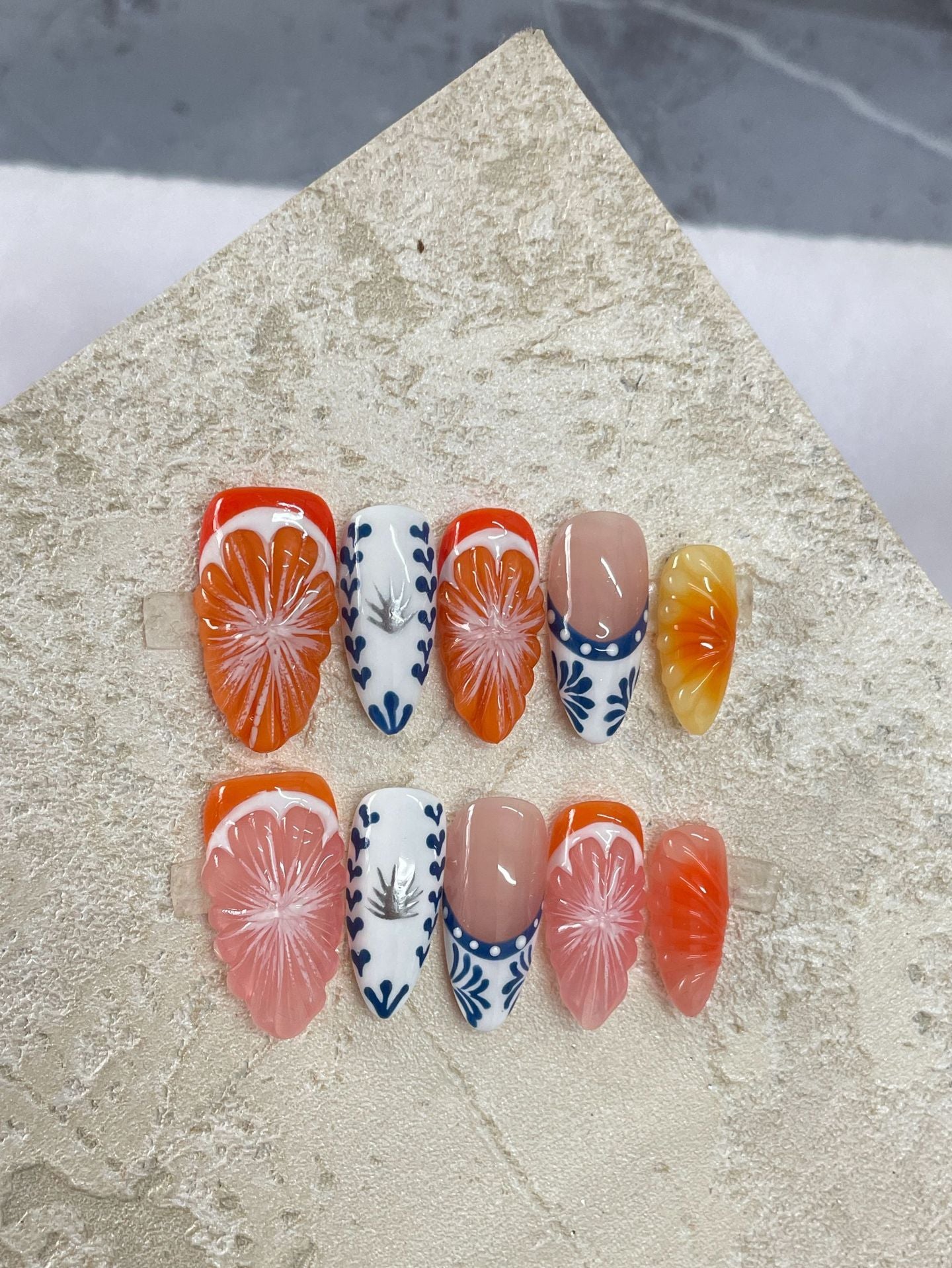 Hand-painted Three-dimensional Grapefruit High-grade Nail Dressing Hand-made
