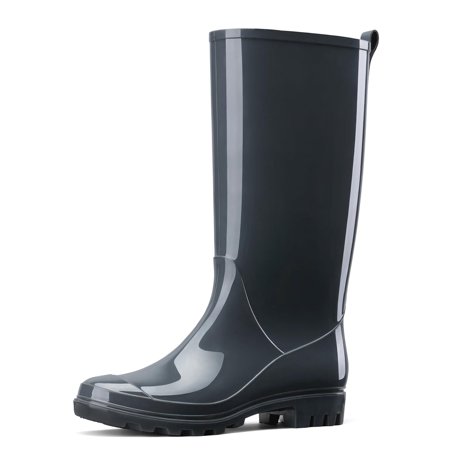 HISEA Rain Boots for Women Waterproof Garden Boots Knee High Rain Shoes Non Slip Seamless Welly Grey Size 11