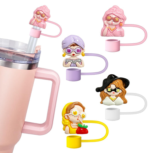 Girl Straw Covers Cap for Stanley Cup 10mm Straw Covers Cap for Stanley Tumblers Accessories Reusable Straw Cap Stopper for Straws Tip Lids