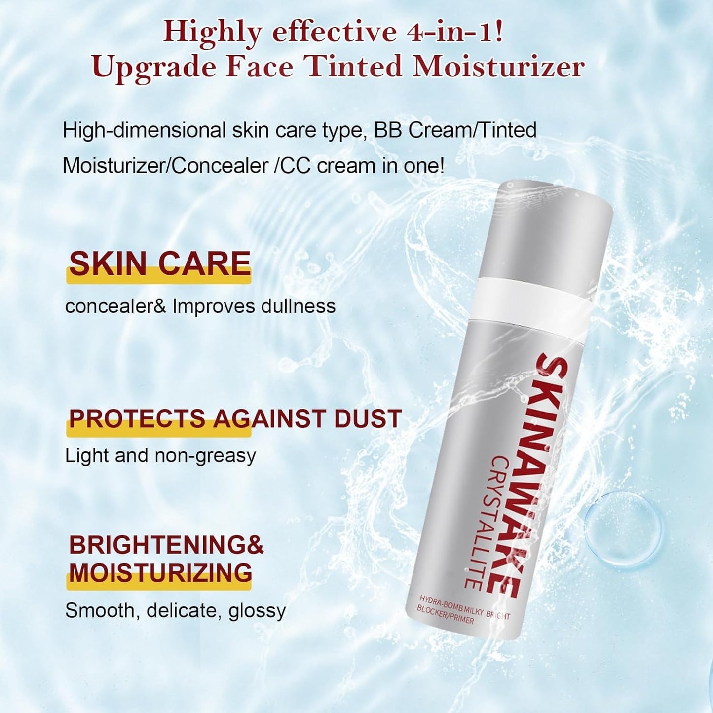 Moisturizing Primer Foundation With Hyaluronic Acid & Vitamin B5 For Sensitive Skin - Light Coverage Brightening Universal Shade