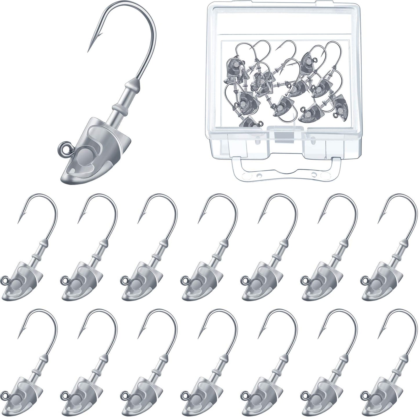 15 Pieces Swimbait Jig Head Jig Head Bait Weighted Hooks Spin Fish Jig Heads for Saltwater and Freshwater (3/16 oz)