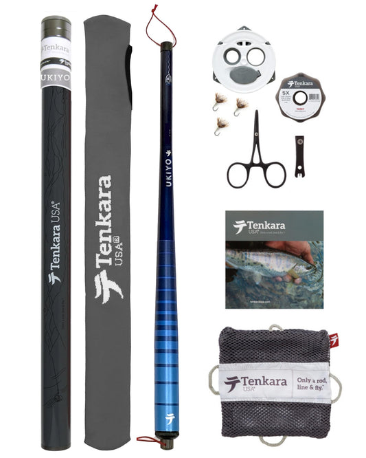 Tenkara USA Fly Fishing Ukiyo™ ロッド（ケース付き）小型・中型魚用超コンパクトオールラウンド - 超ポータブルカーボンファイバー軽量（9ft10in - 300cm）（コンプリートスターターキット）