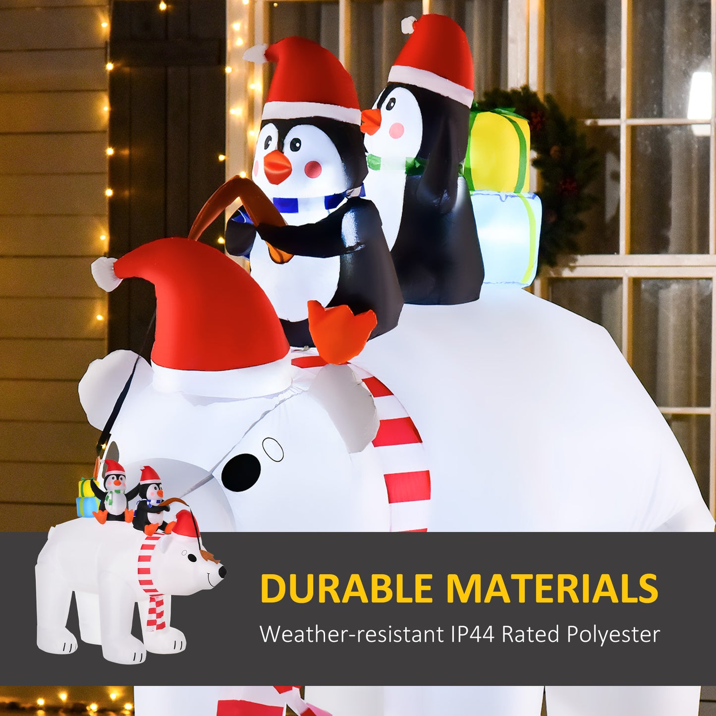 . Christmas Inflatables Outdoor Decorations Bear In Santa Claus Toy Bag