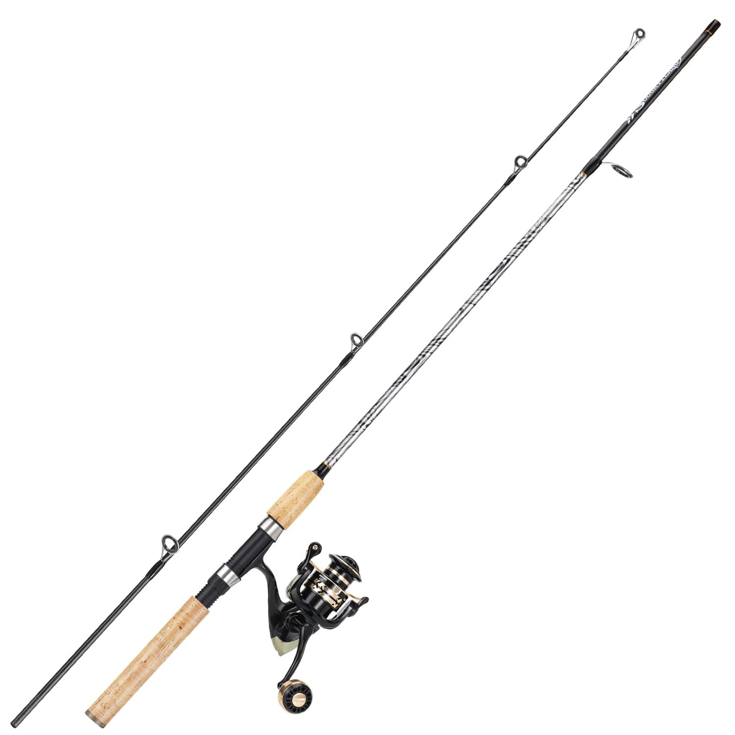 Sougayilang Reel and Fishing Rod Combo Fiberglass Fishing Pole with Durable P-Cork Rod Handle Lightweight Graphite Frame- 60" with 1000 Reel