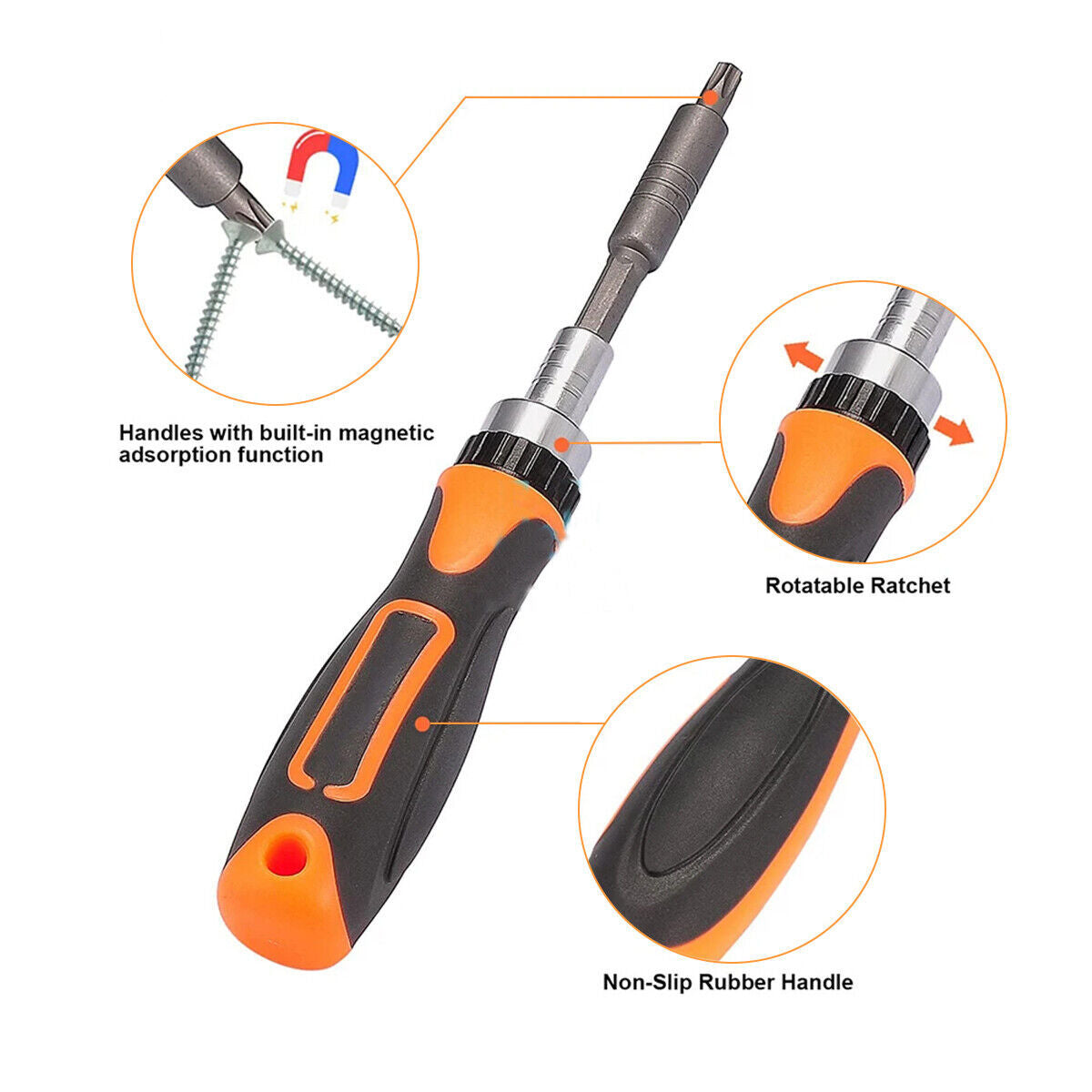 38Pcs Set Rachet Screwdriver Bit Set Socket Slotted Phillips Pozi Torx Hex Tool