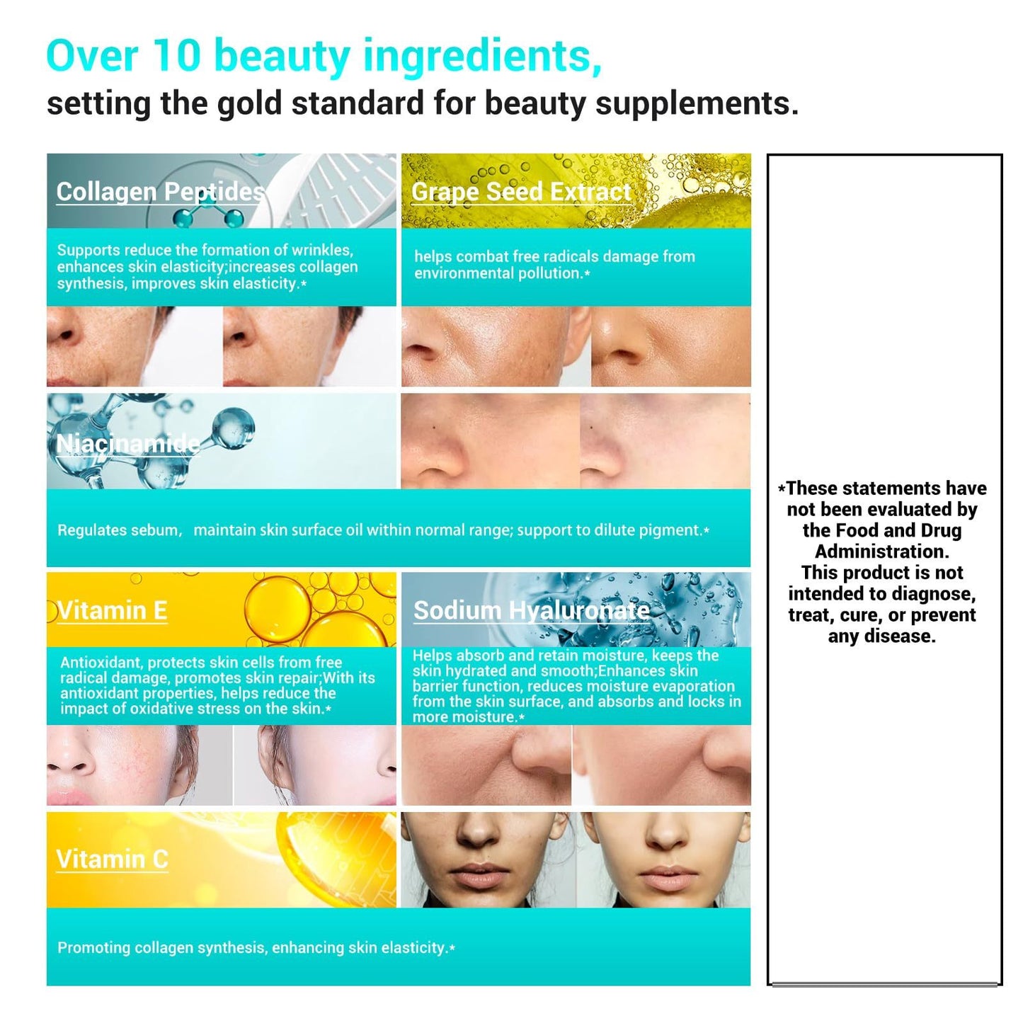 Collagen,Vitamin&Mineral,ContainsVitamin D3,VitaminC, Probiotics,Vitamin E,Vitamin B &Multivitamin Healthcare Edible 60 Count