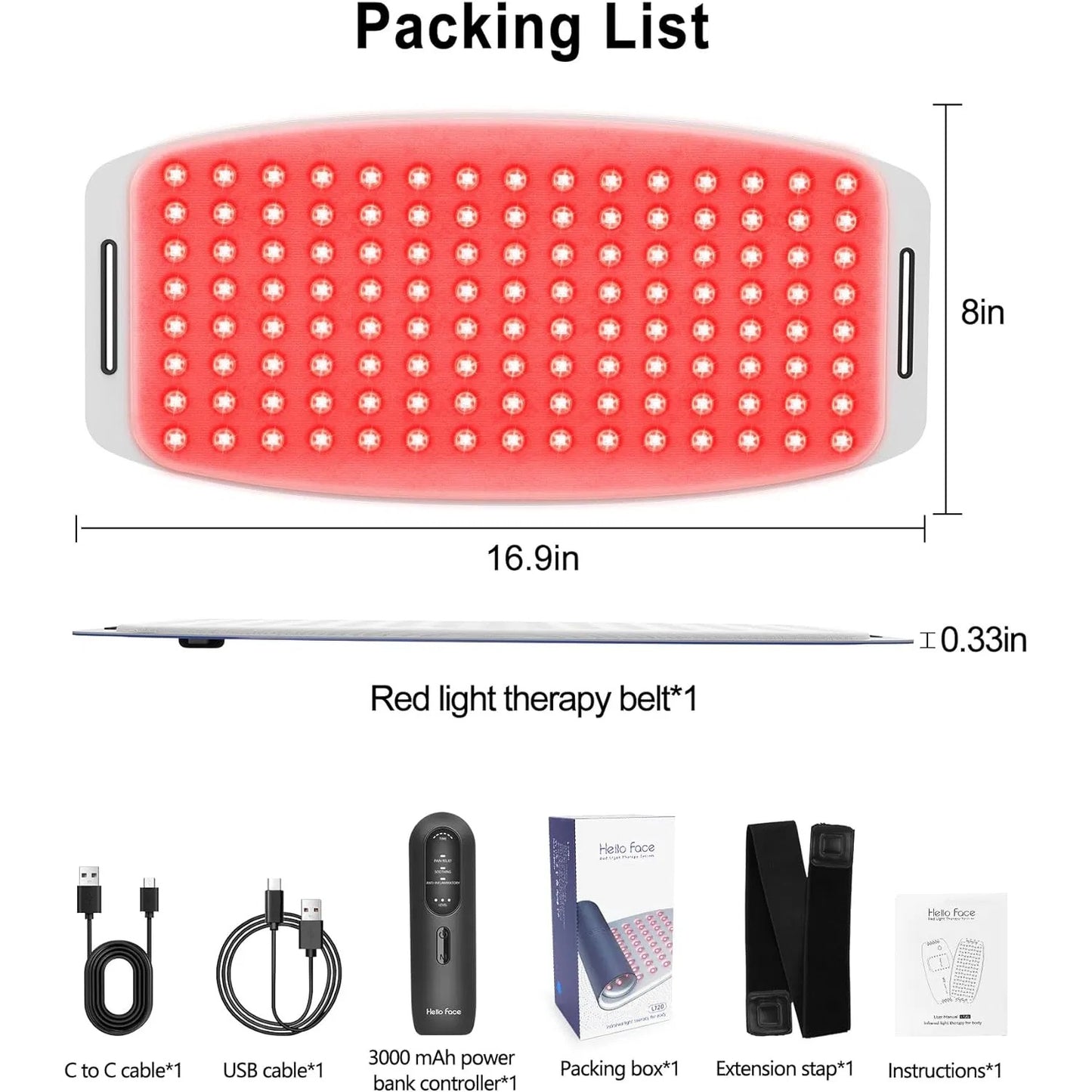 Red Light Therapy Belt For Body, Mother's Day Gift, Cordless Near Infrared Light Therapy Pain Relief & Inflammation With Soft Breathable Fabric, For Muscle Soothe, For Shoulder, Back, Legs