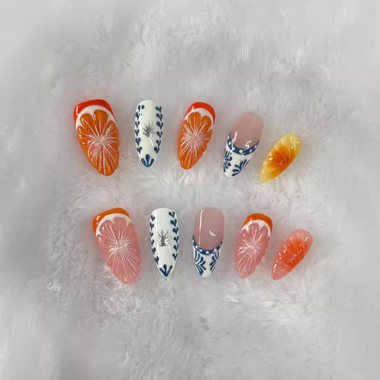 Hand-painted Three-dimensional Grapefruit High-grade Nail Dressing Hand-made