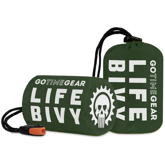 Go Time Gear Life Bivy Emergency Survival Sleeping Bag - Emergency Bivy Sack - Survival Sleeping Bag - Mylar Emergency Blanket - Thermal Bivy Bag - Emergency Sleeping Bag - Camping Bivy Sacks