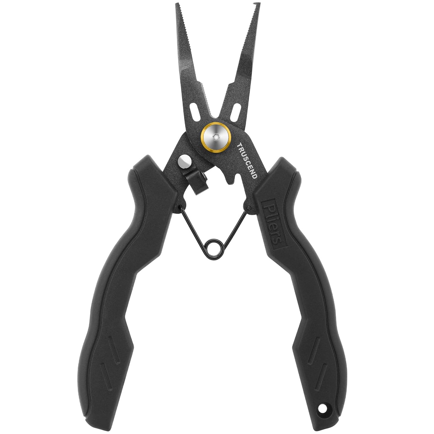 TRUSCEND Lockable Handy Fishing Pliers with Innovative Ergonomical Handle Corrosion Saltwater Resistant Teflon Coated Fishing Tool Multi-Function Fishing Gear with Mo-V Cutter Amazing Fishing Gifts