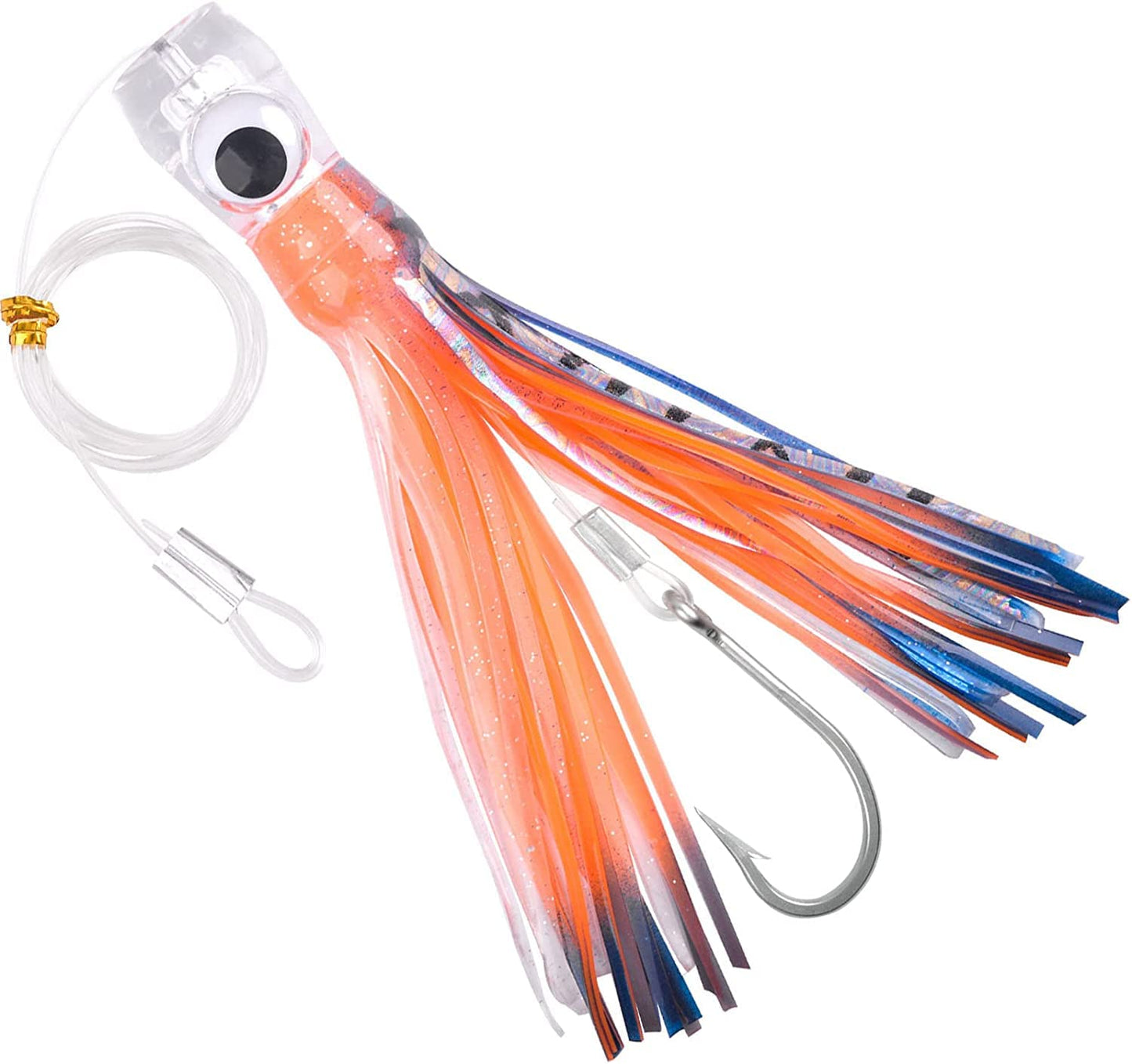 Fishing Trolling Lures Saltwater Trolling Skirted Lures Offshore Big Game Fishing Lures for Tuna Mahi Marlin Dolphin Wahoo Deep Sea Fishing Lures Octopus Squid Skirts Rigged Hooks 8.8inch