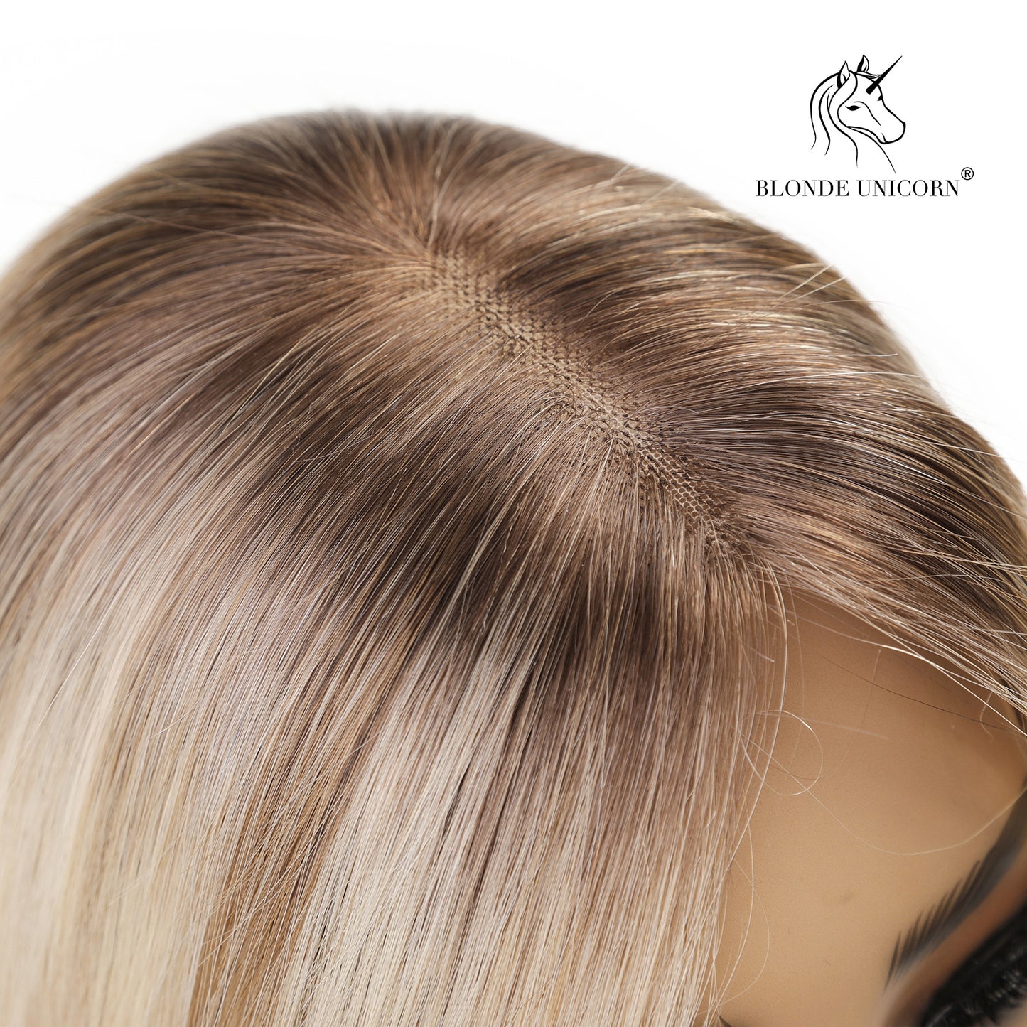 BlondeRooted Bleach Blonde Hand-Tied Real Human Hair Toppers For Women