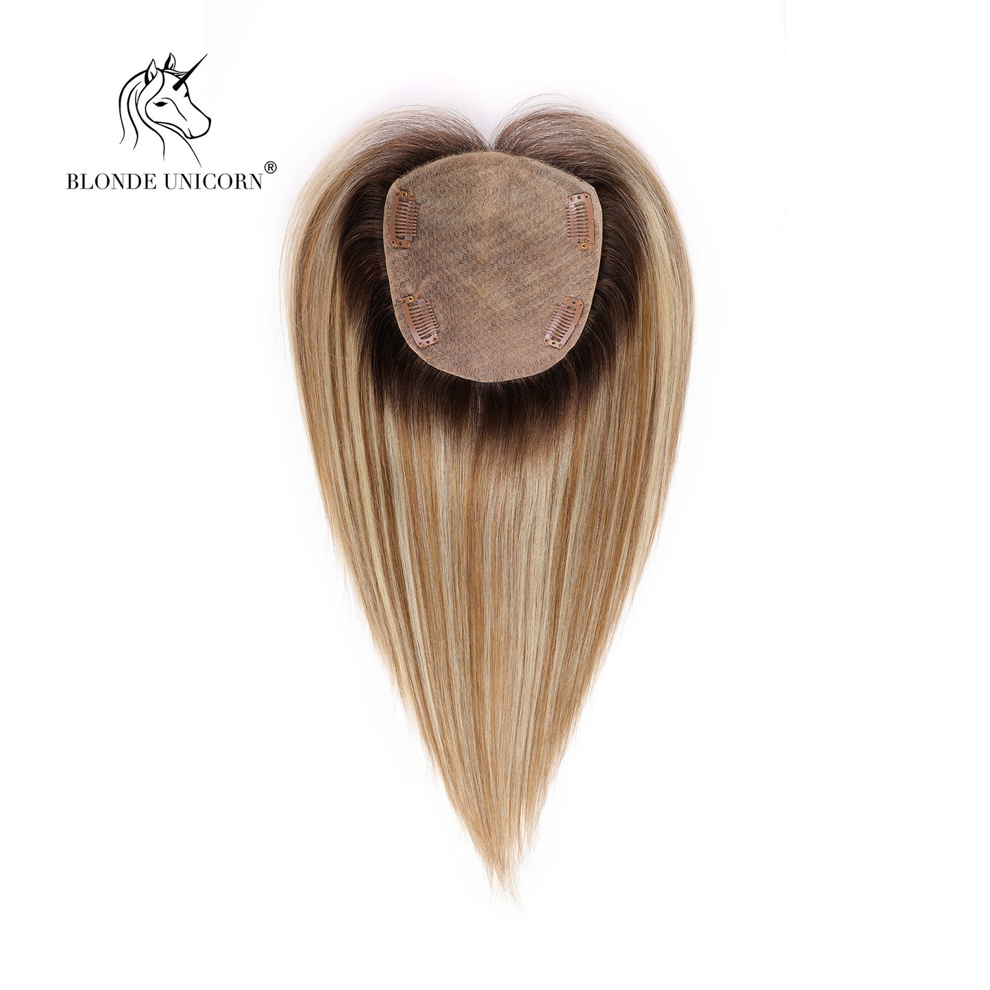 Blonde  Ombre Light Brown Hand Made Real Human Hair Toppers For Women