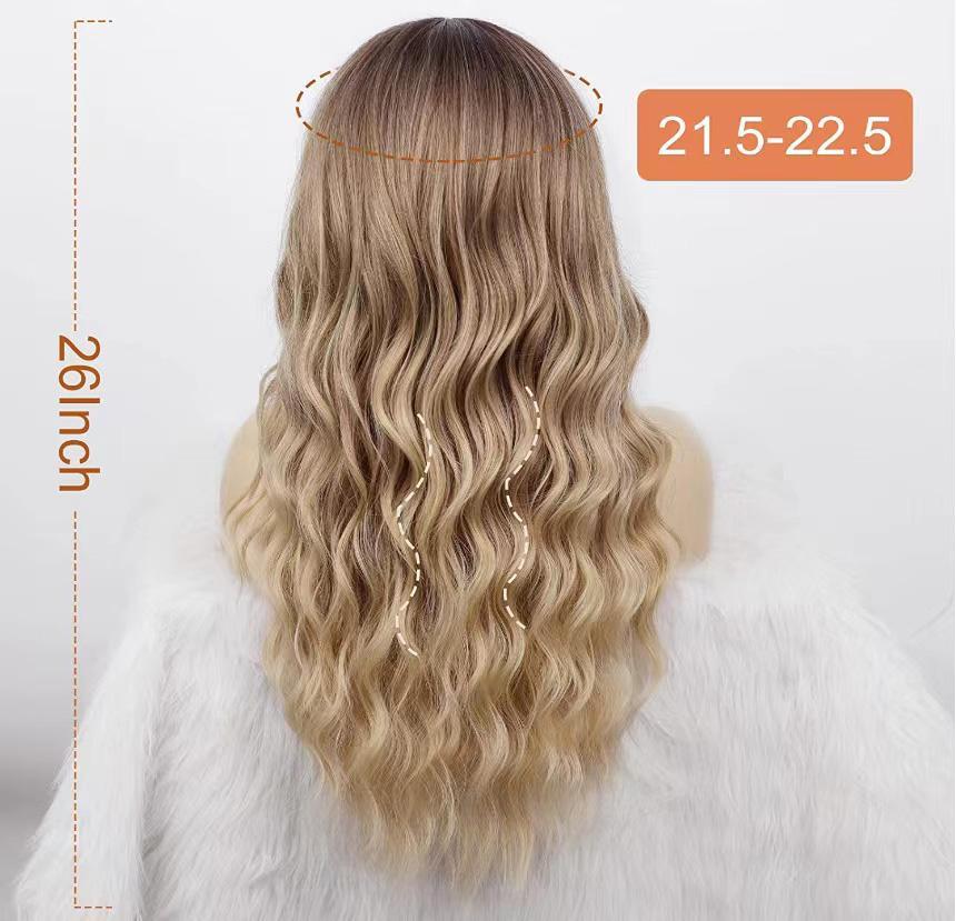 26 inch long ash blonde wig with bangs, natural wavy hair - perfect for everyday wear, middle part style bald women hair loss women