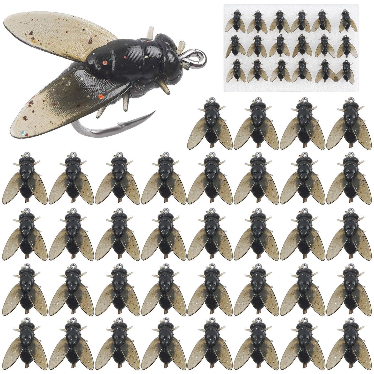 Bionic Fly Fishing Bait Flies Fishing Lures Kit Trout Jigs Swimbaits Dry Flies Fly Fishing Lures Fish Attractant Fly Fishing Hook for Saltwater Freshwater Bass Panfish Lures Set 15mm 36pcs