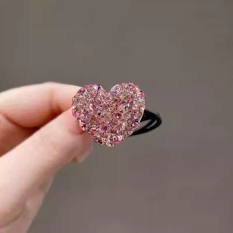 Korean Women's Shiny Rhinestone Heart-shaped Hair Accessory Headband