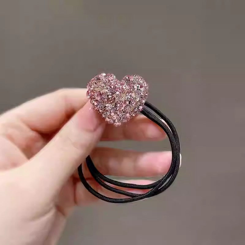 Korean Women's Shiny Rhinestone Heart-shaped Hair Accessory Headband