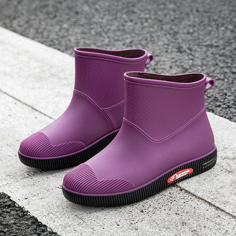 Cute Waterproof Short Tube Women's Rain Boots