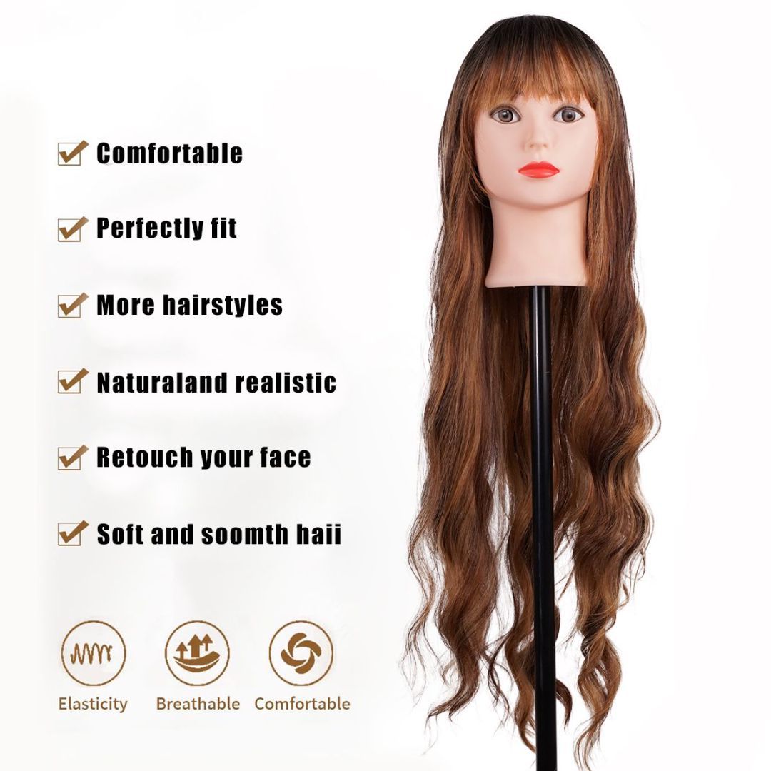 bald beautiful woman long hair hair loss confidence - black Blondie wig