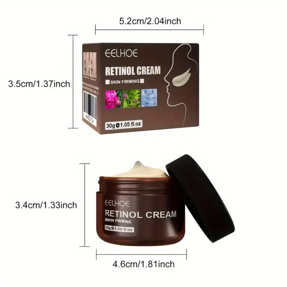 肌再生のスター製品 - レチノールクリーム。顔と首のための総合トリートメント。優れたシワ対策と引き締め効果。肌の若々しい輝きを活性化します。