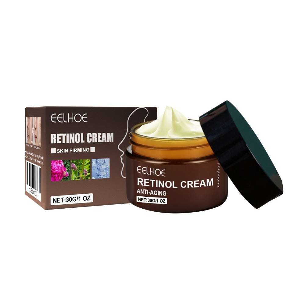 肌再生のスター製品 - レチノールクリーム。顔と首のための総合トリートメント。優れたシワ対策と引き締め効果。肌の若々しい輝きを活性化します。
