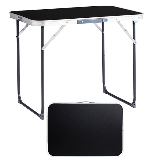 2.3ft Black Outdoor Folding Table Aluminum Alloy Rectangular 50kg Folding Tabletop