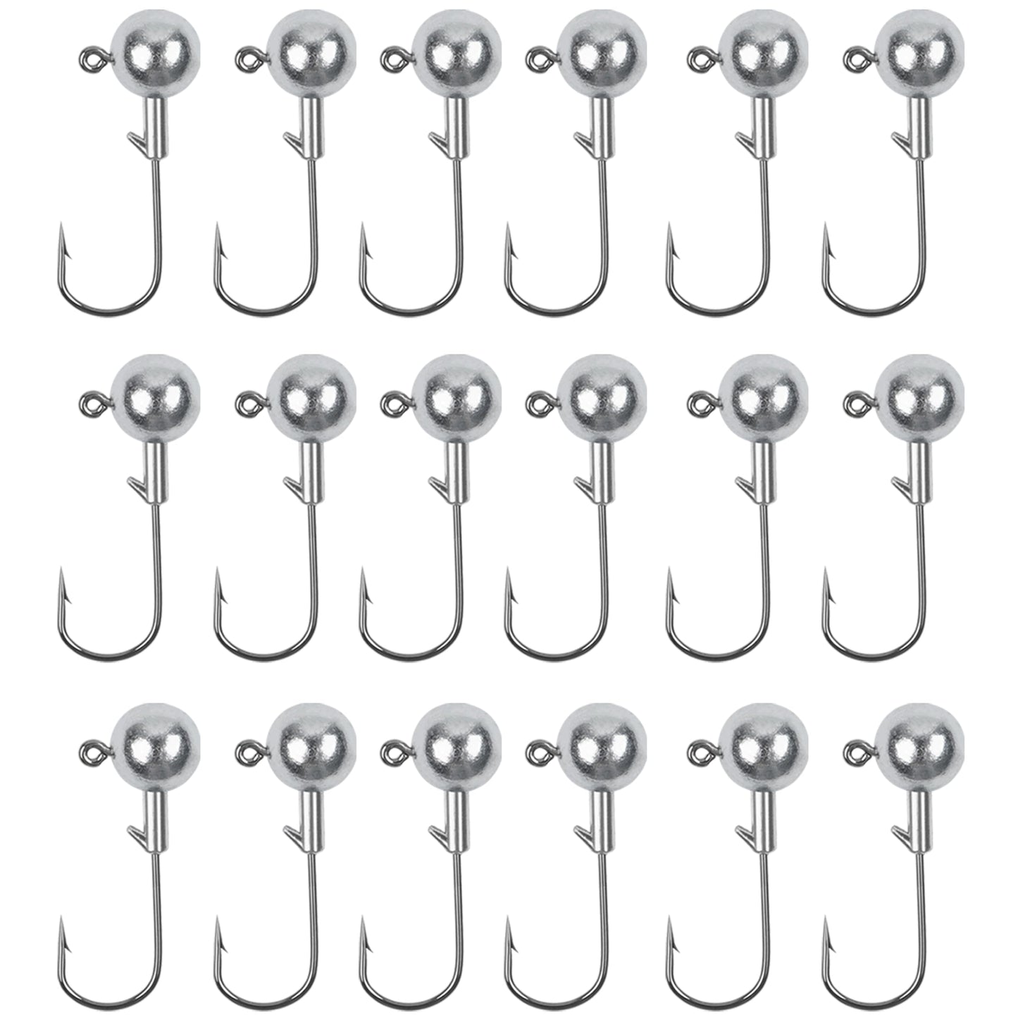 Round Head Jig Hooks 20pcs Ball Head Fishing Hooks Unpainted Jig Heads for Bass Trout Crappie Fishing Jigs Saltwater Freshwater (3/8oz)