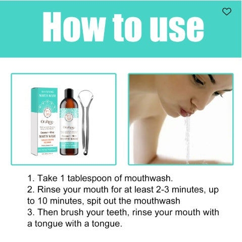 Oralhoe ココナッツミントマウスウォッシュ、歯のホワイトニング、黄ばみ、舌苔除去、口臭ケア