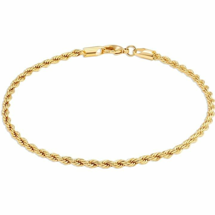 10K Yellow Gold 1.5MM Diamond Cut Rope Chain Anklet - 10" Inch - ITALY 10KT