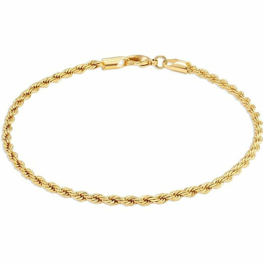 10K Yellow Gold 1.5MM Diamond Cut Rope Chain Anklet - 10" Inch - ITALY 10KT