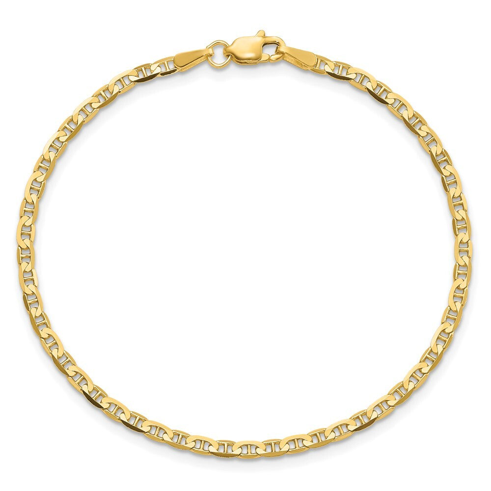 14k Yellow Gold 2.4mm Concave Anchor Chain 9 inch Anklet 2.55g for Mom