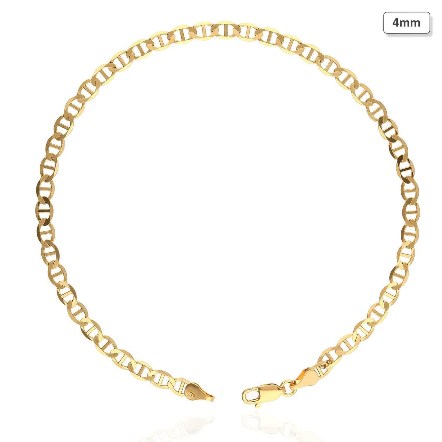 10K Yellow Gold 2mm-6mm Anchor Mariner Anklet (Solid Links) 10"