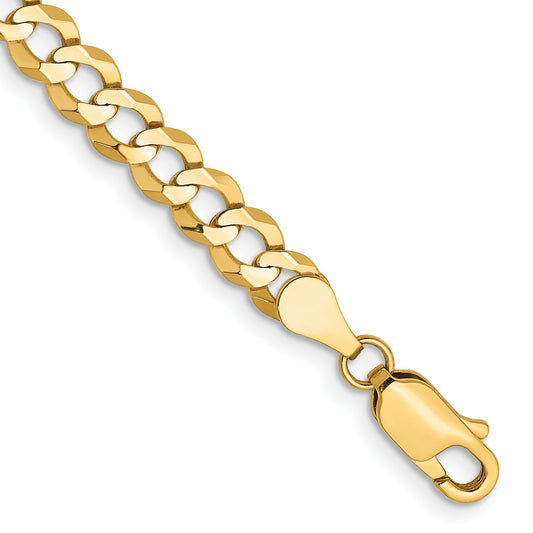 14k Yellow Gold 4.7mm Lightweight Flat Cuban Chain Ankle Bracelet