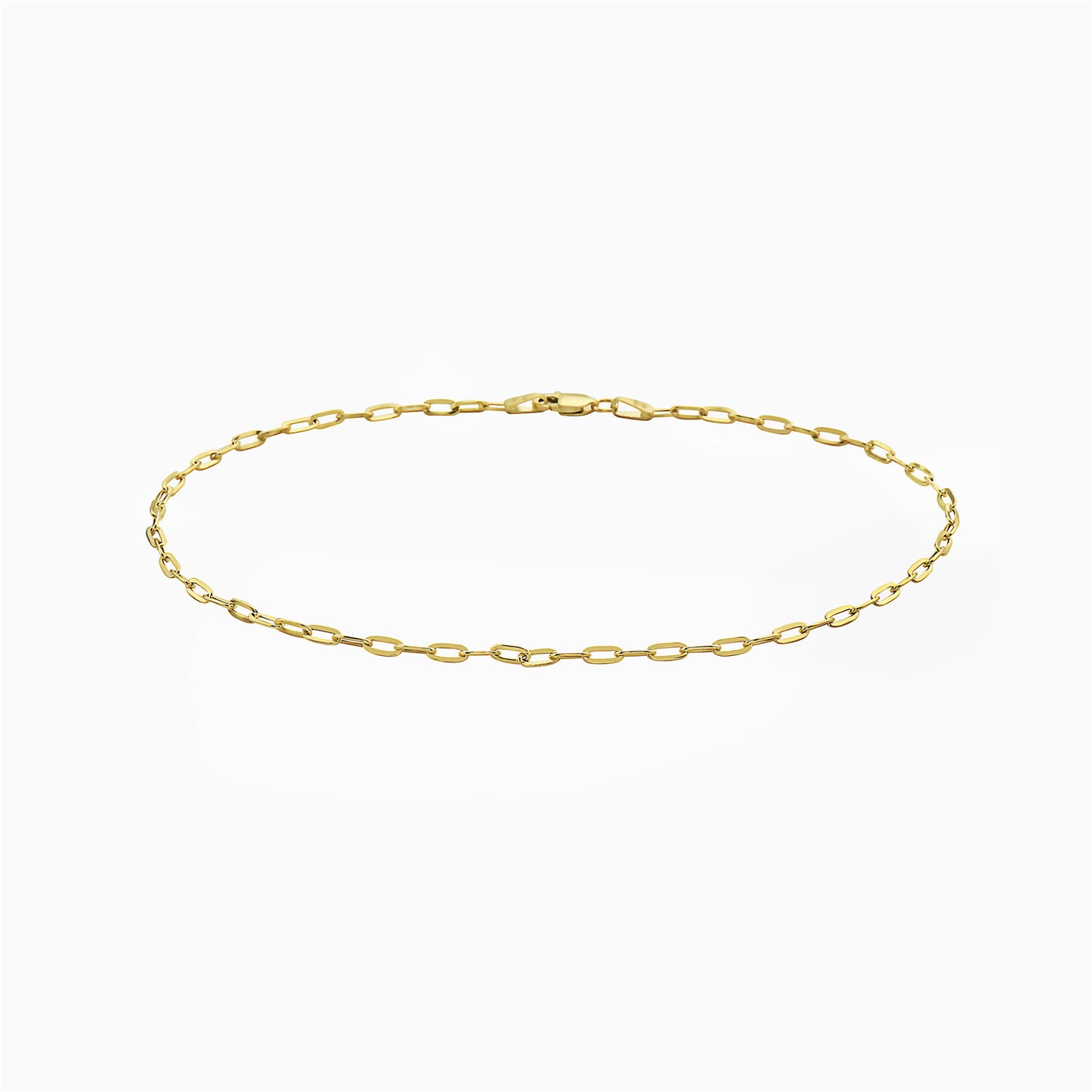 14K Yellow Gold 2mm Paperclip Chain Anklet - 10” inch - ITALY 14K