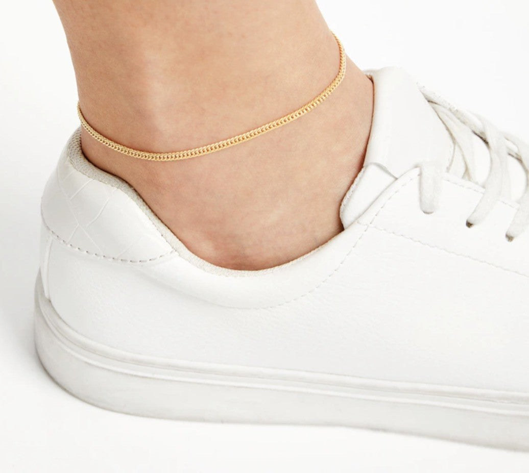 10K Gold Curb Chain Anklet - 10"
