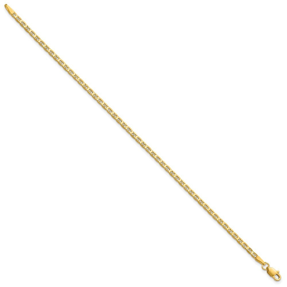 14k Yellow Gold 2.4mm Concave Anchor Chain 9 inch Anklet 2.55g for Mom