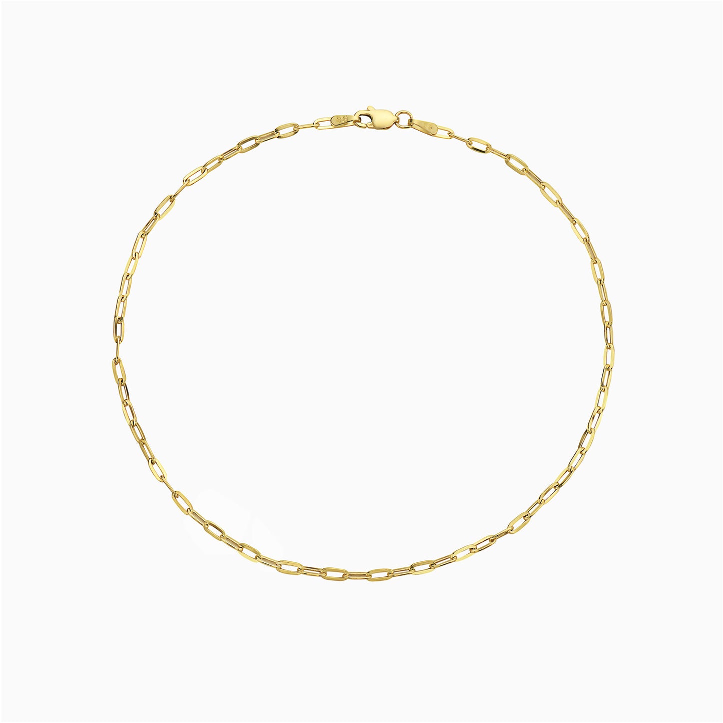 14K Yellow Gold 2mm Paperclip Chain Anklet - 10” inch - ITALY 14K