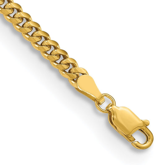 10k Yellow Gold 3.5mm Solid Miami Cuban Chain Anklet 9" 7.19gm