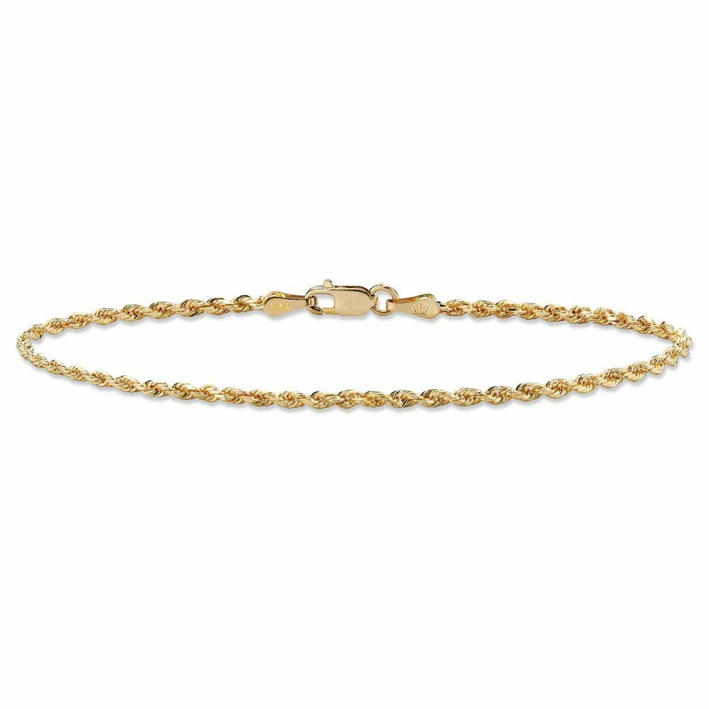 10K Gold 2MM Diamond Cut Rope Chain Anklet Women's- 10"Inch - ALL Gold Colors