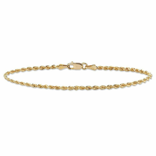10K Gold 2MM Diamond Cut Rope Chain Anklet Women's- 10"Inch - ALL Gold Colors