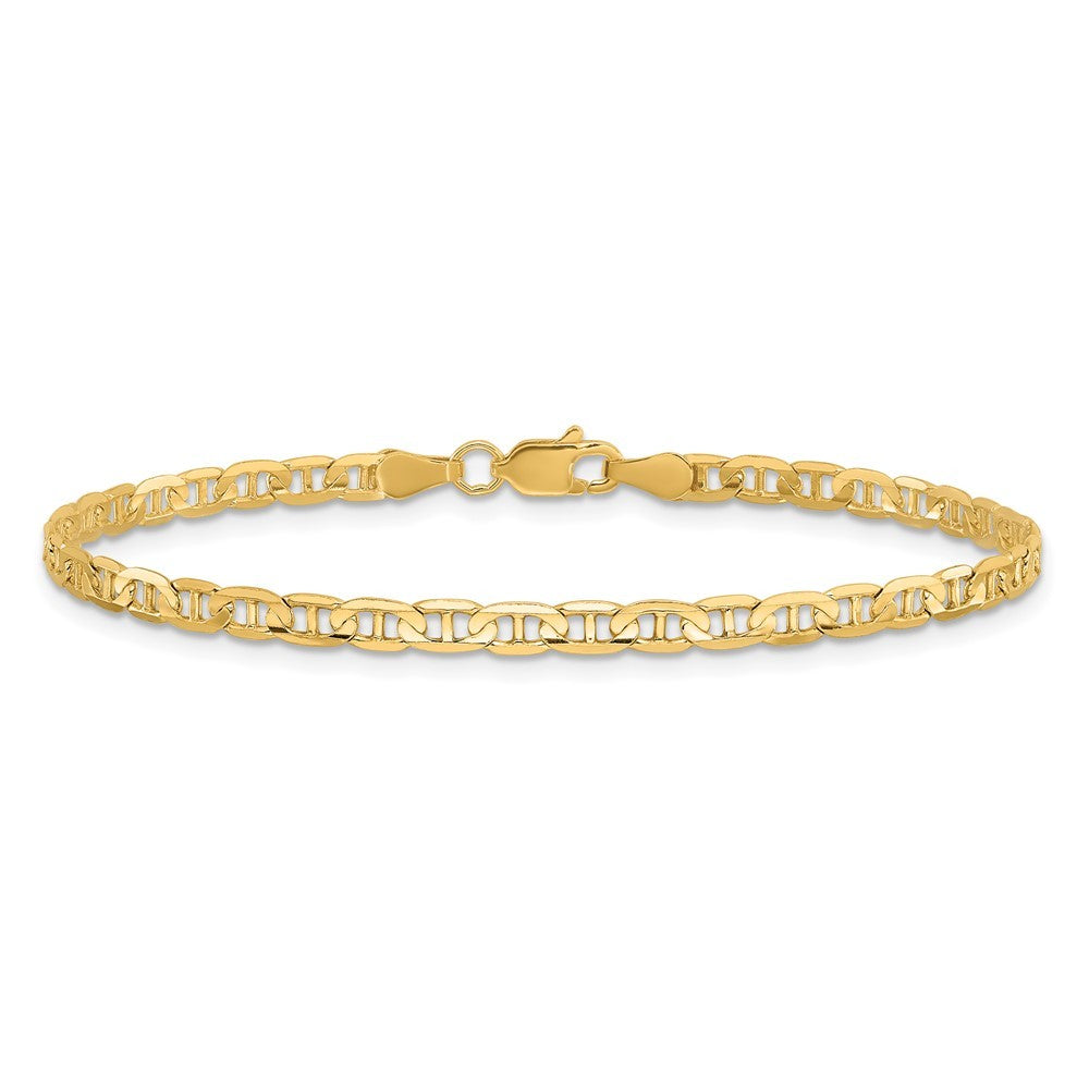 10k Yellow Gold 3mm Concave Anchor Chain Anklet 9" for Women 3.33gm