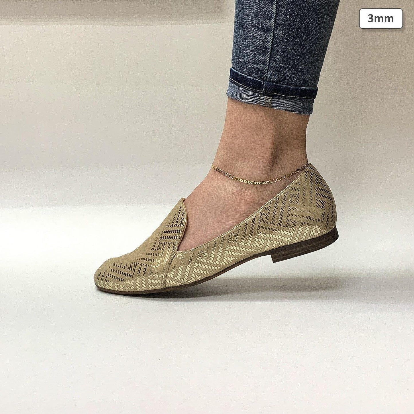 10K Yellow Gold 2mm-6mm Anchor Mariner Anklet (Solid Links) 10"