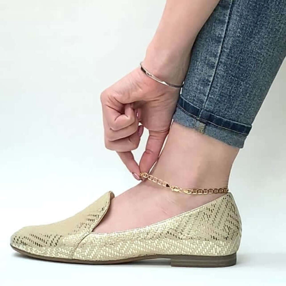 10K Yellow Gold 2mm-6mm Anchor Mariner Anklet (Solid Links) 10"